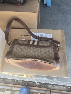 Rosetti Brown Patterned Canvas & Leather Messenger Bag
